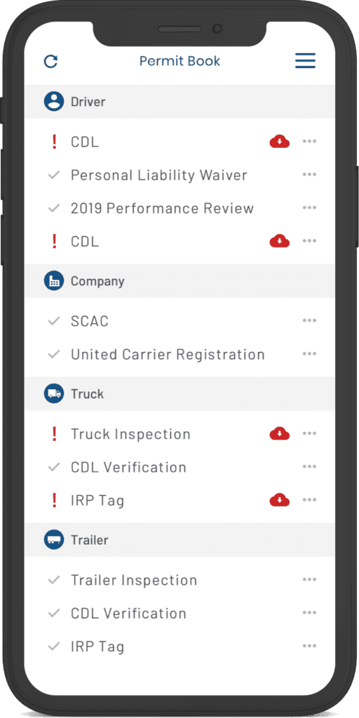 Image of the Permit Book documents in iOS app