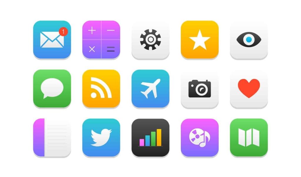 A picture of several Apple mobile app icons on a screen