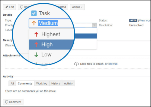 Jira High Low Priority Screenshot