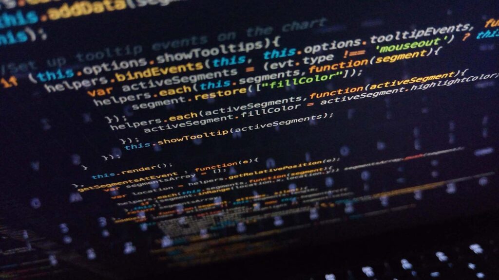 JavaScript code on a screen