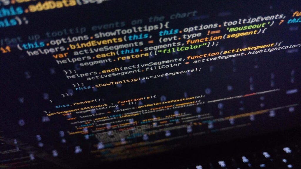 JavaScript code on a screen