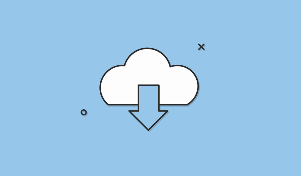 An image of a cloud with a down arrow representing serverless databases