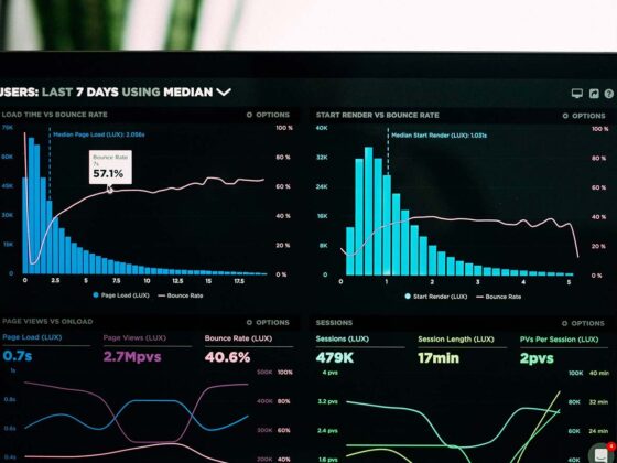 Mobile App Analytics Dashboard on laptop screen