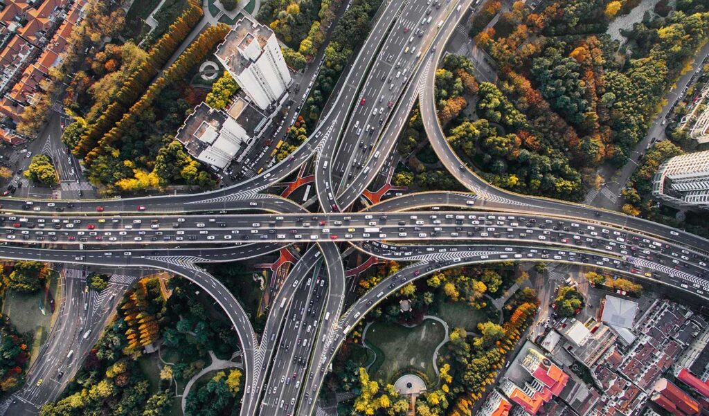 Highway interchanges signifying systems integrations