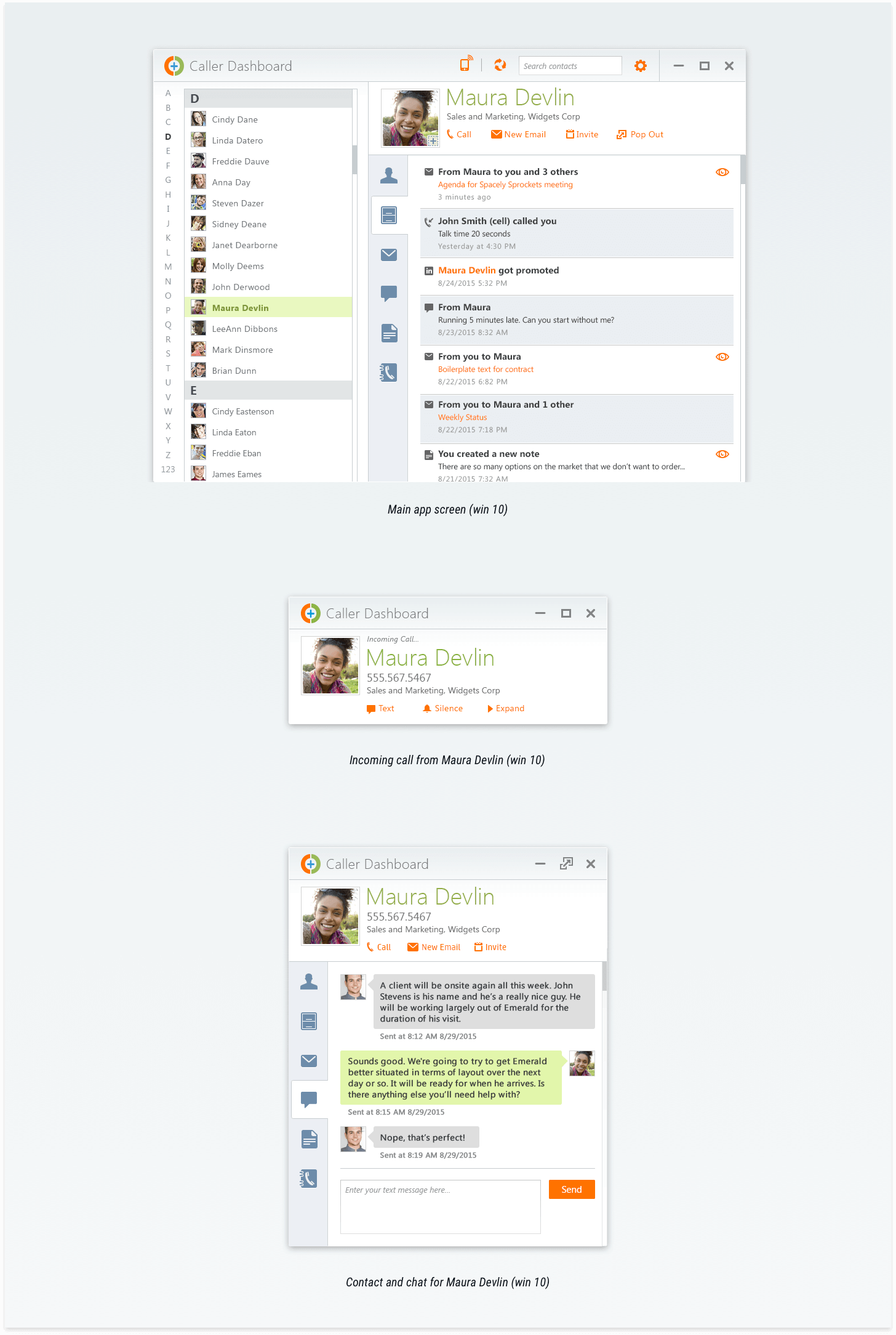 An image depicting the behavior of the Caller Dashboard app when a call or message occurs