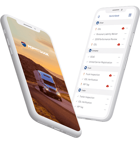 A picture of two mobile phones using the Permit Book iOS app