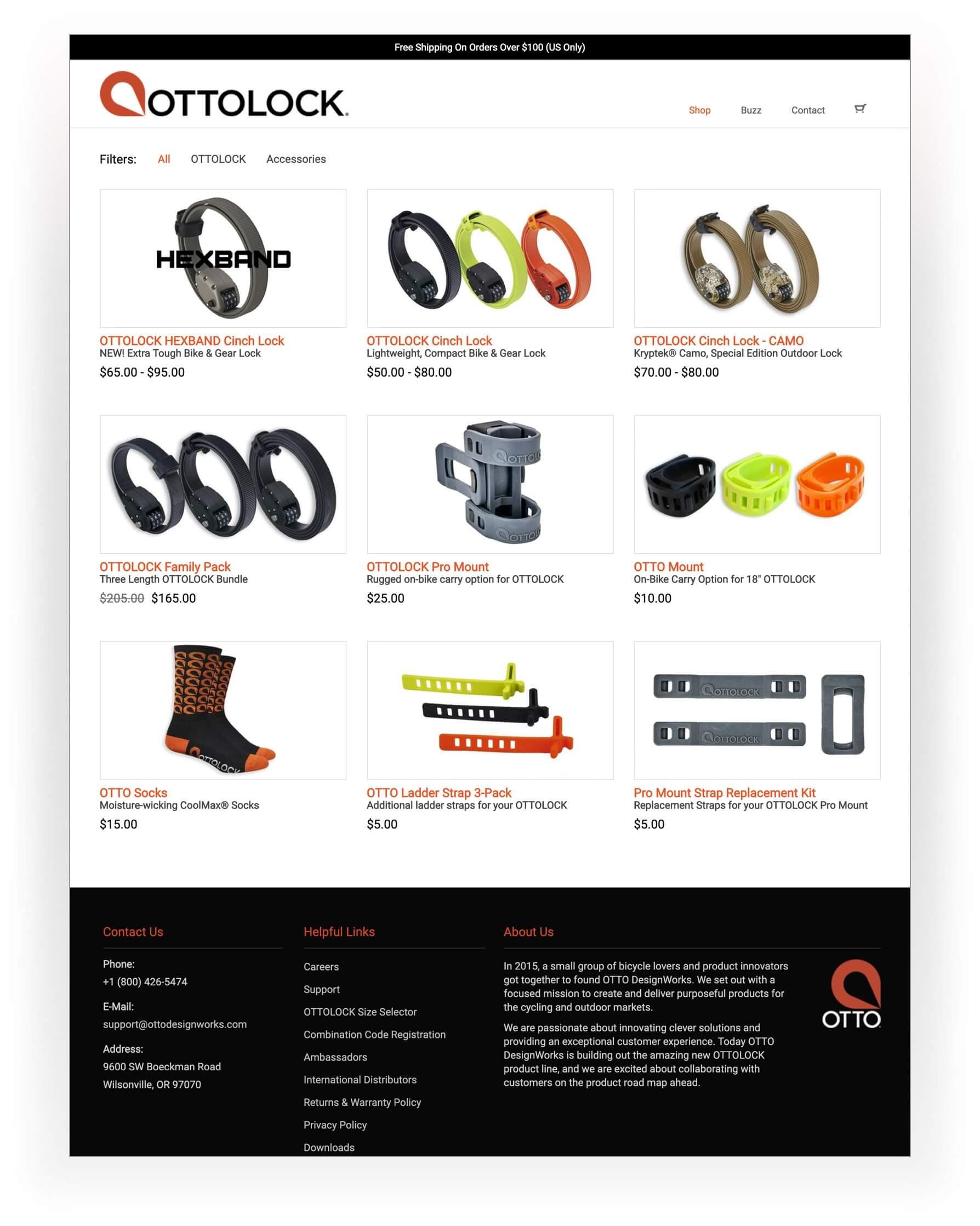 An image showing the catalog page of the OTTOLock website