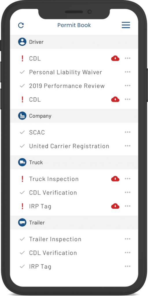 Image of the Permit Book documents in iOS app